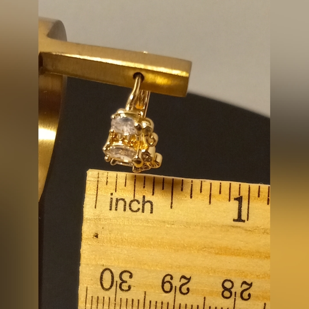 Hope Drop Earring Elephant With Zircon Gold Layered/Oro Laminado NWOT - Picture 14 of 15